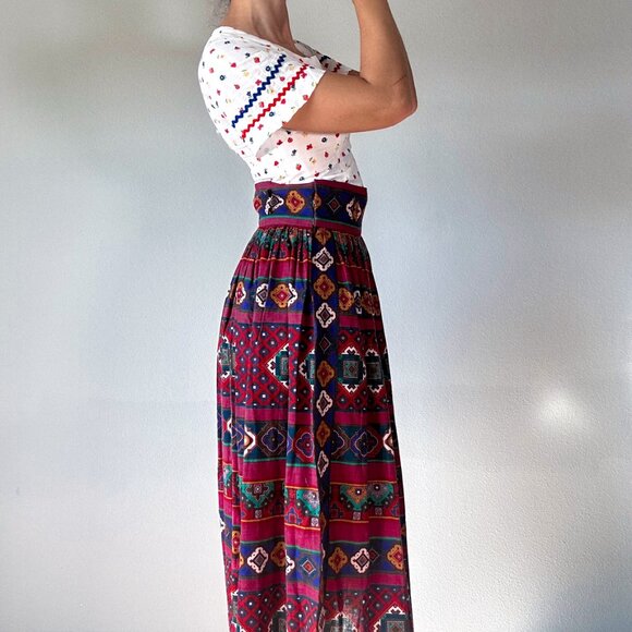 Vintage 80's Oscar de LA Renta  Boho Chic Skirt Full Skirt - Picture 6 of 9